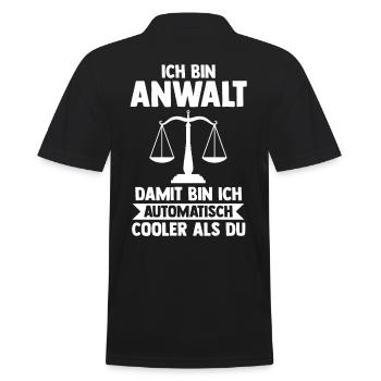 Jurist Anwalt - Männer Poloshirt - Schwarz - Hinten - Kai (181cm)