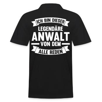 Jurist Anwalt - Männer Poloshirt - Schwarz - Hinten - Kai (181cm)
