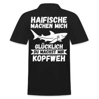 Fische Haifisch - Männer Poloshirt - Schwarz - Hinten - Kai (181cm)