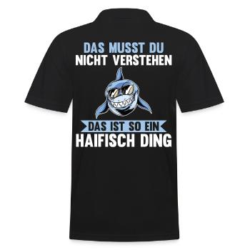 Fische Haifisch - Männer Poloshirt - Schwarz - Hinten - Kai (181cm)