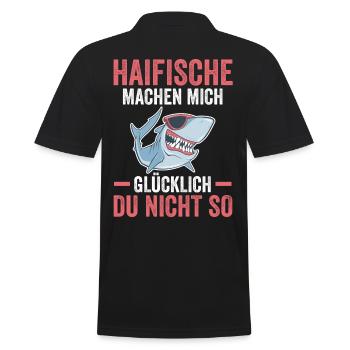 Fische Haifisch - Männer Poloshirt - Schwarz - Hinten - Kai (181cm)