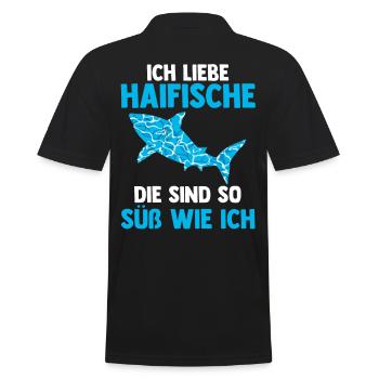 Fische Haifisch - Männer Poloshirt - Schwarz - Hinten - Kai (181cm)