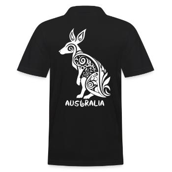 Tribal Symbol – Australia Kangaroo - Men's Polo Shirt - black - Back - Kai (181cm)