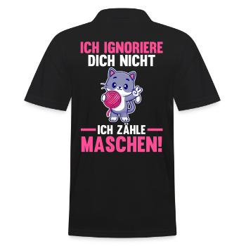 Katze Stricken Nähen Häkeln - Männer Poloshirt - Schwarz - Hinten - Kai (181cm)