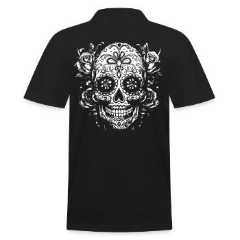 Roses et crâne - Polo Homme - noir - Dos - Kai (181cm)