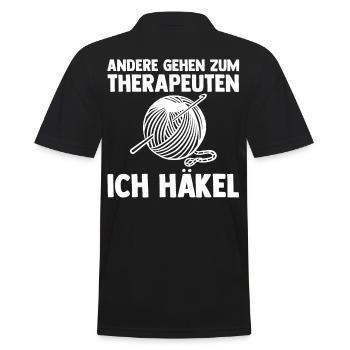 Stricken Therapie Häkeln - Männer Poloshirt - Schwarz - Hinten - Kai (181cm)