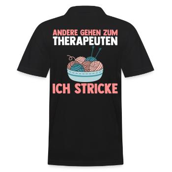 Häkeln Nähen Stricken - Männer Poloshirt - Schwarz - Hinten - Kai (181cm)