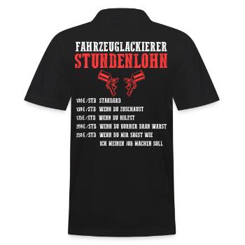 Lackierer Autolackierer Stundenlohn Fahrzeuglackie - Männer Poloshirt - Schwarz - Hinten - Kai (181cm)