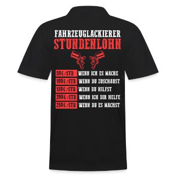 Lackierer Autolackierer Stundenlohn Fahrzeuglackie - Männer Poloshirt - Schwarz - Hinten - Kai (181cm)