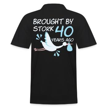 Brought By Stork 40 Years Ago 40s Birthday - Männer Poloshirt - Schwarz - Hinten - Kai (181cm)