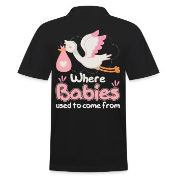 Where Babies Used To Come From Stork - Männer Poloshirt - Schwarz - Hinten - Kai (181cm)