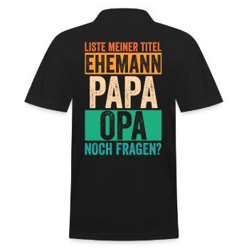 Beste Papa Und Opa Der Ever - Männer Poloshirt - Schwarz - Hinten - Kai (181cm)