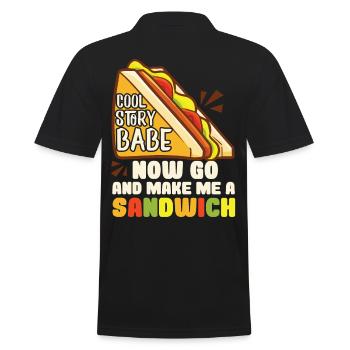 Cool Story Babe Make Me A Sandwich - Männer Poloshirt - Schwarz - Hinten - Kai (181cm)