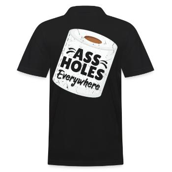Assholes Everywhere Toilet Paper - Männer Poloshirt - Schwarz - Hinten - Kai (181cm)