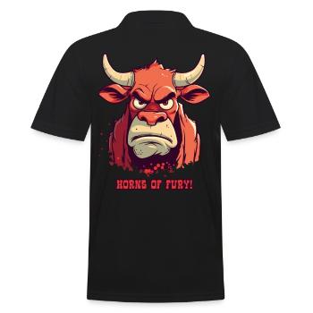 Cornes de colère: Vache taureau de ferme - Polo Homme - noir - Dos - Kai (181cm)
