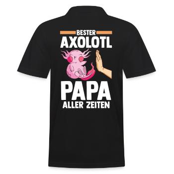 Vater Papa Axolotl - Männer Poloshirt - Schwarz - Hinten - Kai (181cm)