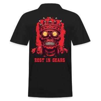 Rest in Gears – King of Mechanics - Men's Polo Shirt - black - Back - Kai (181cm)