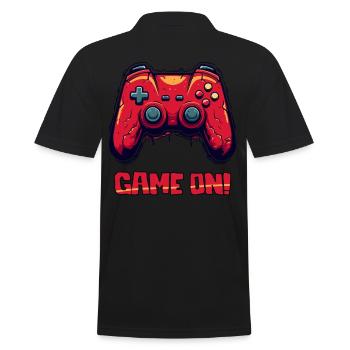 Parodie Robuster Gaming Controller, game on - Männer Poloshirt - Schwarz - Hinten - Kai (181cm)