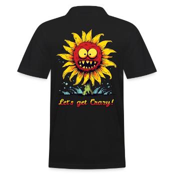Verrückte Sonnenblume Cartoon - Männer Poloshirt - Schwarz - Hinten - Kai (181cm)