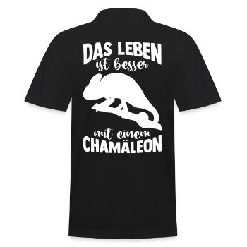 Terrarium Echsen Reptilien - Männer Poloshirt - Schwarz - Hinten - Kai (181cm)