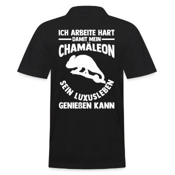 Ich arbeite hart damit mein Chamäleon - Männer Poloshirt - Schwarz - Hinten - Kai (181cm)