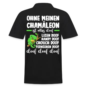 Ohne meinen Chamäleon ist alles doof - Männer Poloshirt - Schwarz - Hinten - Kai (181cm)