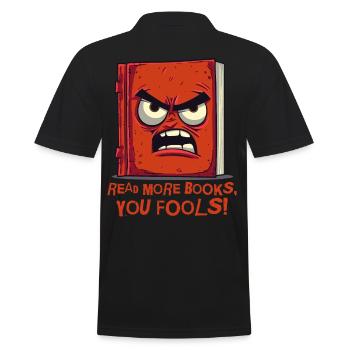 Lies mehr Bücher! Wütendes Buch - Männer Poloshirt - Schwarz - Hinten - Kai (181cm)