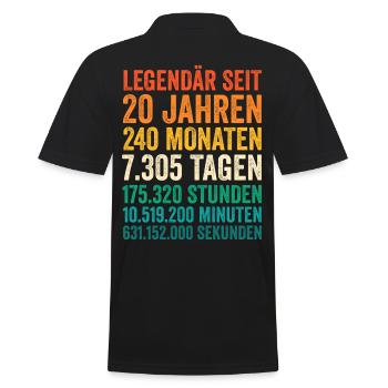 20 Jahre Zwanzigster Geburtstag - Männer Poloshirt - Schwarz - Hinten - Kai (181cm)