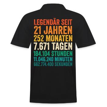 21 Jahre Einundzwanzigster Geburtstag - Männer Poloshirt - Schwarz - Hinten - Kai (181cm)