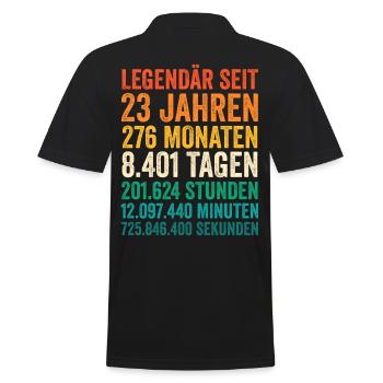 23 Jahre Dreiundzwanzigster Geburtstag - Männer Poloshirt - Schwarz - Hinten - Kai (181cm)