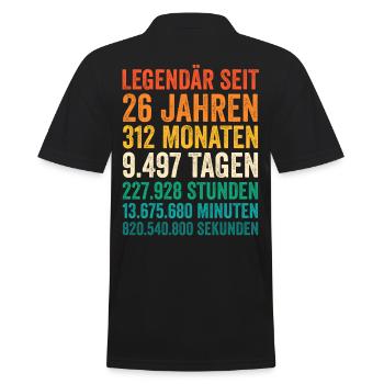 26 Jahre Sechsundzwanzigster Geburtstag - Männer Poloshirt - Schwarz - Hinten - Kai (181cm)
