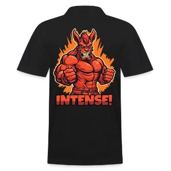 Muskulöses Biest: Intensiv - Männer Poloshirt - Schwarz - Hinten - Kai (181cm)