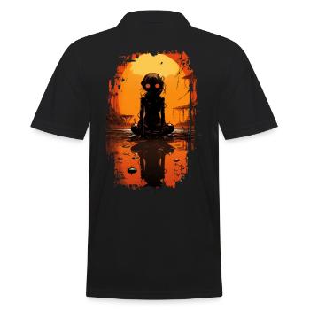 Dunkler Frosch - Männer Poloshirt - Schwarz - Hinten - Kai (181cm)