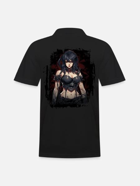 Fittes Gothic Mädchen - Männer Poloshirt - Schwarz