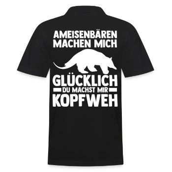 Ameisenbär - Männer Poloshirt - Schwarz - Hinten - Kai (181cm)