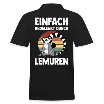 Lemur - Männer Poloshirt - Schwarz - Hinten - Kai (181cm)