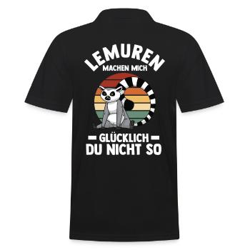Lemur - Männer Poloshirt - Schwarz - Hinten - Kai (181cm)