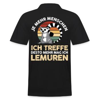 Lemur - Männer Poloshirt - Schwarz - Hinten - Kai (181cm)
