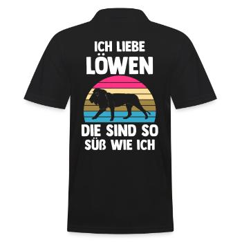 Löwe Löwen - Männer Poloshirt - Schwarz - Hinten - Kai (181cm)