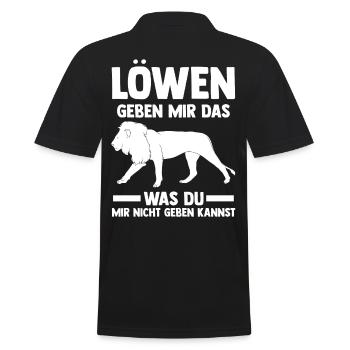 Löwe Löwen - Männer Poloshirt - Schwarz - Hinten - Kai (181cm)