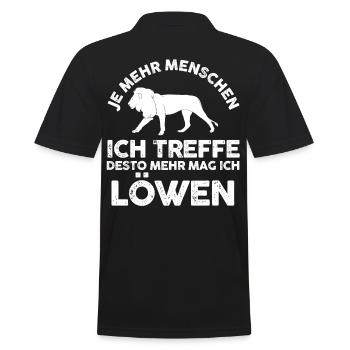 Löwe Löwen - Männer Poloshirt - Schwarz - Hinten - Kai (181cm)