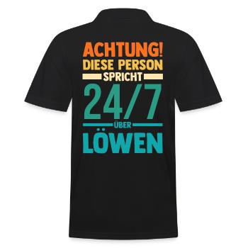Löwe Löwen - Männer Poloshirt - Schwarz - Hinten - Kai (181cm)