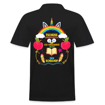 Erste Klasse Einschulung Erstklässler Schulkind - Männer Poloshirt - Schwarz - Hinten - Kai (181cm)