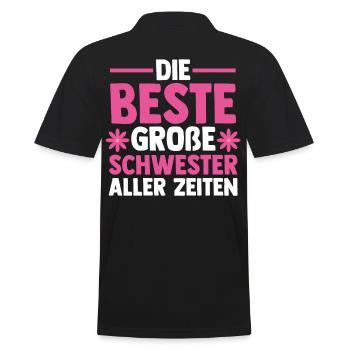 Die Beste Große Schwester Aller Zeiten - Männer Poloshirt - Schwarz - Hinten - Kai (181cm)