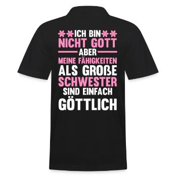 Familienmotiv Schwester - Männer Poloshirt - Schwarz - Hinten - Kai (181cm)