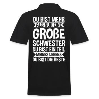 Familienmotiv Schwester - Männer Poloshirt - Schwarz - Hinten - Kai (181cm)