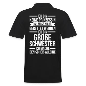 Familienmotiv Schwester - Männer Poloshirt - Schwarz - Hinten - Kai (181cm)