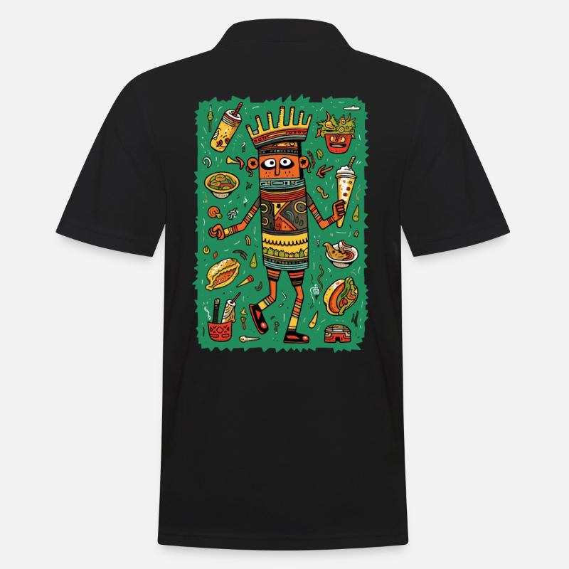 Lustige Hieroglyphen: Schnelles Essen - Männer Poloshirt - Schwarz