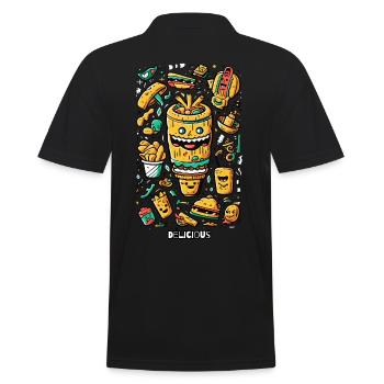 Delicious, fun fast food - Men's Polo Shirt - black - Back - Kai (181cm)