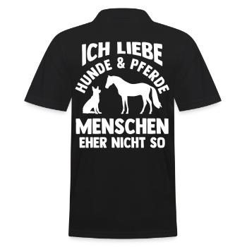 Hunde Pferdeliebhaber Hundeliebhaber Pferde - Männer Poloshirt - Schwarz - Hinten - Kai (181cm)